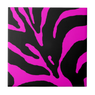 Azulejo De Cerámica Impresión animal de banda de cebra rosa