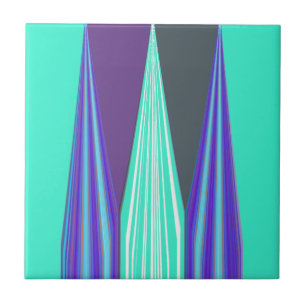 Azulejo De Cerámica Impresión de arte de Chevron azul morado cian con 