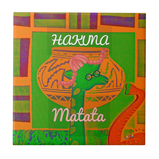 Azulejo De Cerámica Impresión de arte de Hakuna Giraffe (Frente)