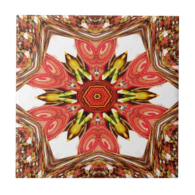 Azulejo De Cerámica Impresión de arte floral Doodle (Frente)