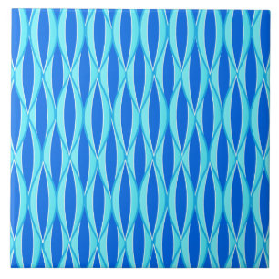 Azulejo De Cerámica Impresión de cinta de medio siglo - tonos azules