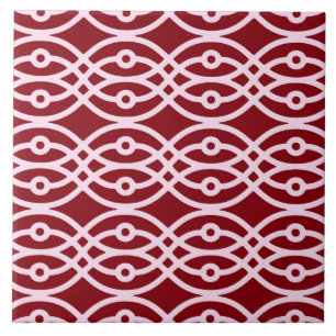 Azulejo De Cerámica Impresión de kimono, burdeos y rosa