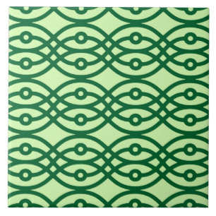 Azulejo De Cerámica Impresión de Kimono, verde claro y oscuro