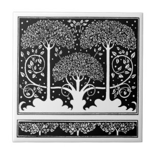 Azulejo De Cerámica Impresión de patrón de árbol Art Nouveau de Aubrey