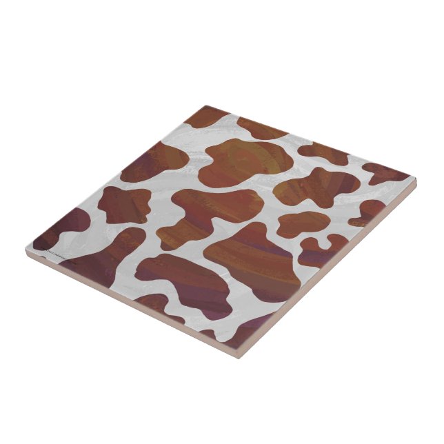 Azulejo De Cerámica Impresión de vaca marrón y blanco (Lado)