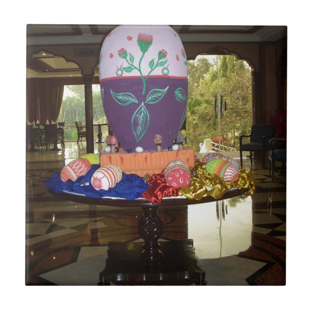 Azulejo De Cerámica Impresión decorada de Huevos de Pascua (Frente)