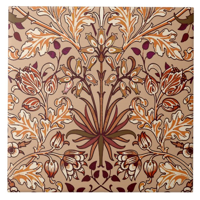 Azulejo De Cerámica Impresión hidracínica William Morris, Brown y Beig (Frente)