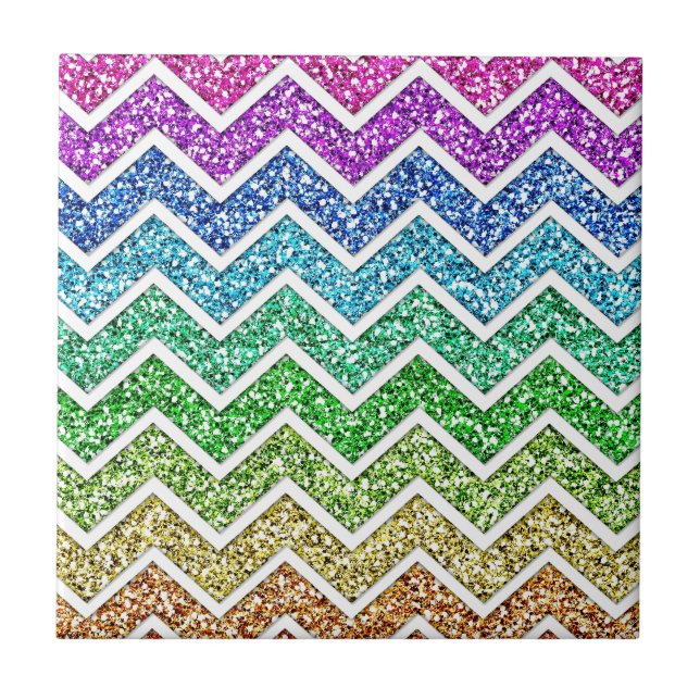 Azulejo De Cerámica Impresionante moda chevron zigzag patrón arcoiris (Frente)