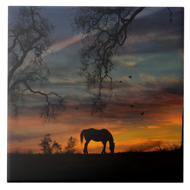 Azulejo De Cerámica Impresionante mosaico de arte de caballos del suro (Frente)