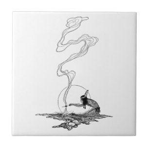 Azulejo De Cerámica Indio en su soledad de NC Wyeth Vintage Western