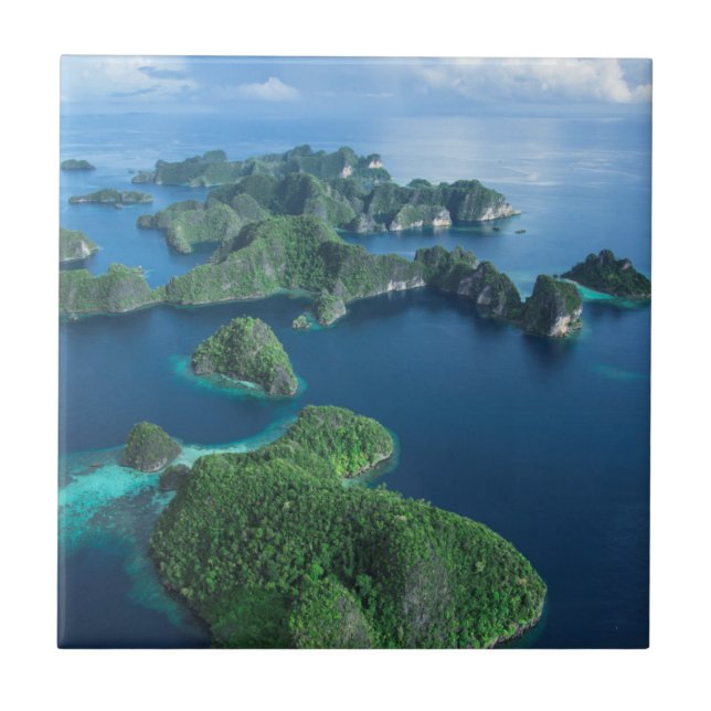 Azulejo De Cerámica Indonesia, Papúa Occidental. Aéreo De Raja Ampat (Frente)