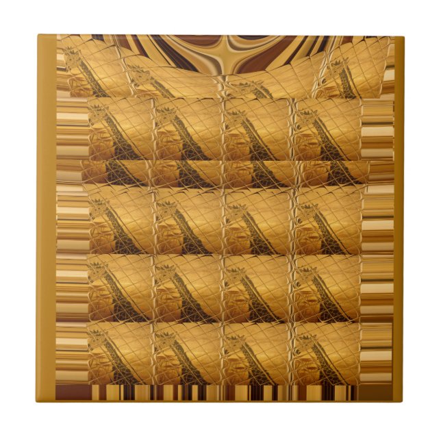 Azulejo De Cerámica Infinity Golden Giraffe Animal Motiart Print (Frente)