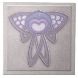 Azulejo De Cerámica Inscripción de estilo Art Nouveau - Pale Mauve y L