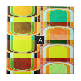 Azulejo De Cerámica Inspirado en funky retro colorido
