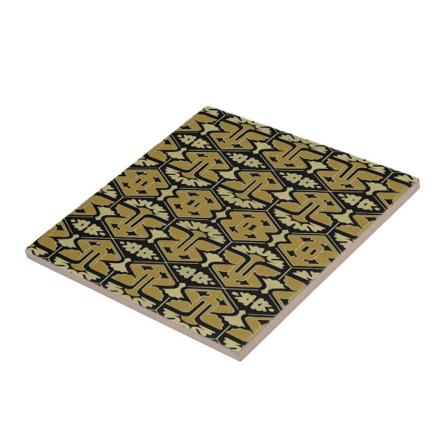 Azulejo De Cerámica Instinto del art déco - variación en negro (Lado)