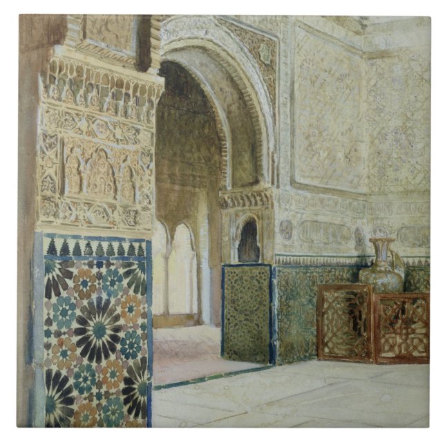 Azulejo De Cerámica Interior de Alhambra, Granada (w/c) (Frente)