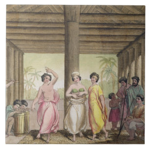 Azulejo De Cerámica Interior de una casa con los chicas de baile, i de