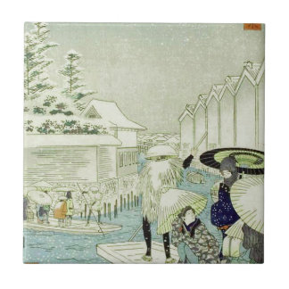 Azulejo De Cerámica Invierno japonés del vintage en el arte de