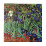 Azulejo De Cerámica Irises de Vincent van Gogh, Arte de Jardín Vintage<br><div class="desc">Irises (1889) de Vincent van Gogh es un bello arte vintage post impresionsionismo paisaje floral con un jardín con iris morado barbudo cultivado por amapolas naranjas. Una sola flor blanca de iris está floreciendo al borde. Sobre el artista: Vincent Willem van Gogh (1853-1890) fue uno de los pintores más famosos...</div>