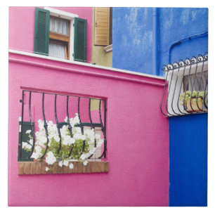 Azulejo De Cerámica Isla de Burano, Burano, Italia. Colorido Burano