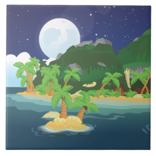 Azulejo De Cerámica Isla del Tesoro Tropical