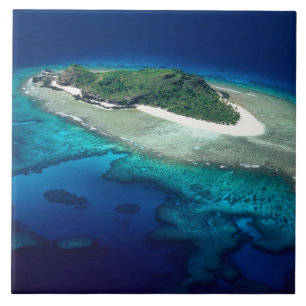 Azulejo De Cerámica Isla Eori, Islas Mamanuca, Fiji - aérea
