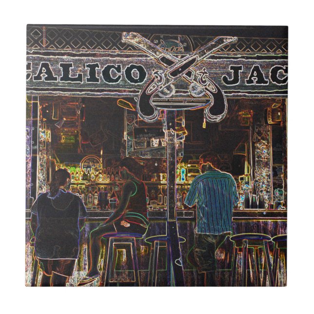 Azulejo De Cerámica Isla Gran Caimán de Calico Jacks (Frente)