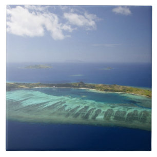 Azulejo De Cerámica Isla Mana y arrecife de coral, Islas Mamanuca