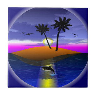 AZULEJO DE CERÁMICA ISLA TROPICAL