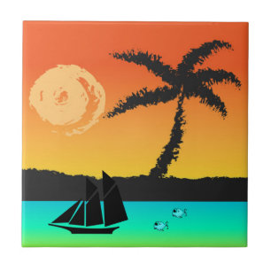 Azulejo De Cerámica Island Sunset