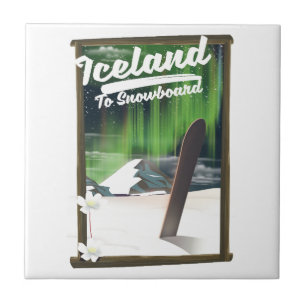 Azulejo De Cerámica Islandia y Snowboard