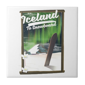 Azulejo De Cerámica Islandia y Snowboard