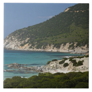 Azulejo De Cerámica Italia, Cerdeña, Solanas. Playa.
