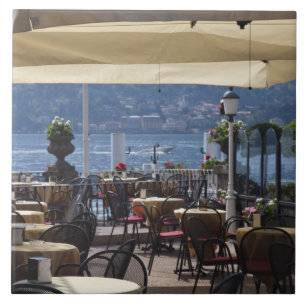 Azulejo De Cerámica Italia, provincia de Como, Bellagio. Café junto al