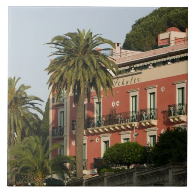 Azulejo De Cerámica ITALIA, Sicilia, TAORMINA: Hotel Schuler (Frente)