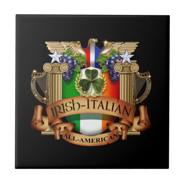 Azulejo De Cerámica Italiano irlandés todo americano (Frente)