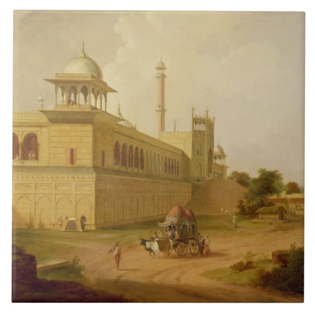 Azulejo De Cerámica Jami Masjid, Delhi, 1811 (aceite en lona) (Frente)