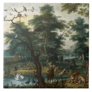 Azulejo De Cerámica Jan Brueghel, el joven - Paisaje paraíso