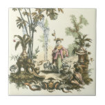 Azulejo De Cerámica Jardín asiático con mujeres y animales<br><div class="desc">Un bonito jardín de estilo asiático con varios animales y vigilado por una mujer atenta. La escena evoca los pensamientos del Jardín del Edén,  con una serpiente deslizándose en primer plano. ¡Un regalo perfecto para la persona de su vida que viaja bien por el mundo!</div>
