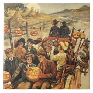 Azulejo De Cerámica Jardín de Calabazas Linterna de Jack O' Lantern Lu