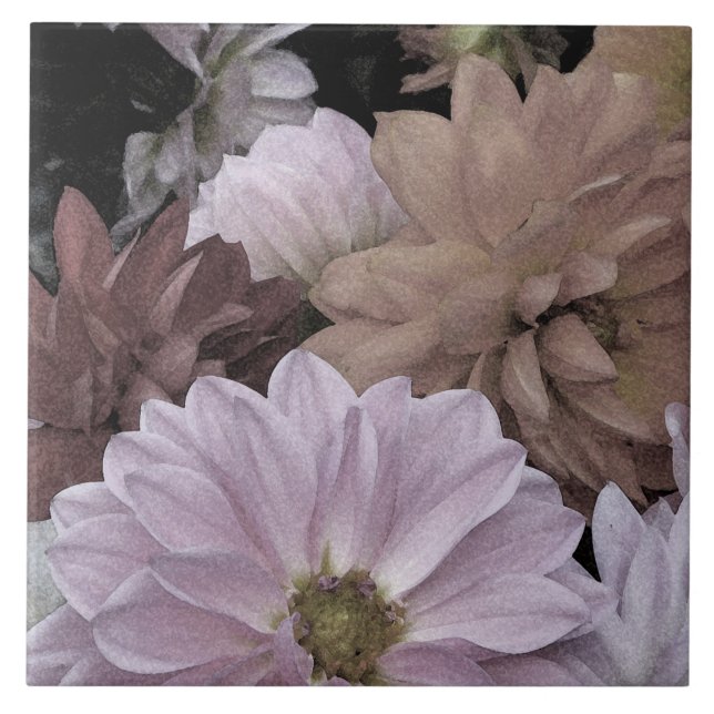 Azulejo De Cerámica Jardín de flores de Dahlia Abstract Tile de cerámi (Frente)