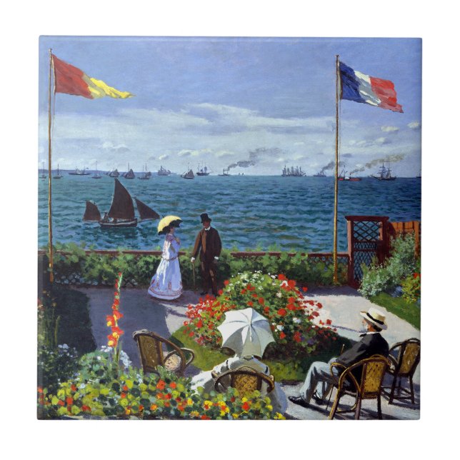 Azulejo De Cerámica Jardín en Sainte-Adresse de Claude Monet (Frente)