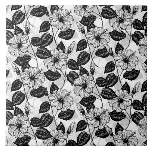 Azulejo De Cerámica Jardín Hibiscus (Frente)