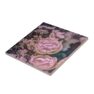 Azulejo De Cerámica Jardín victoriano chic de estilo Shabby Rosa Bohem