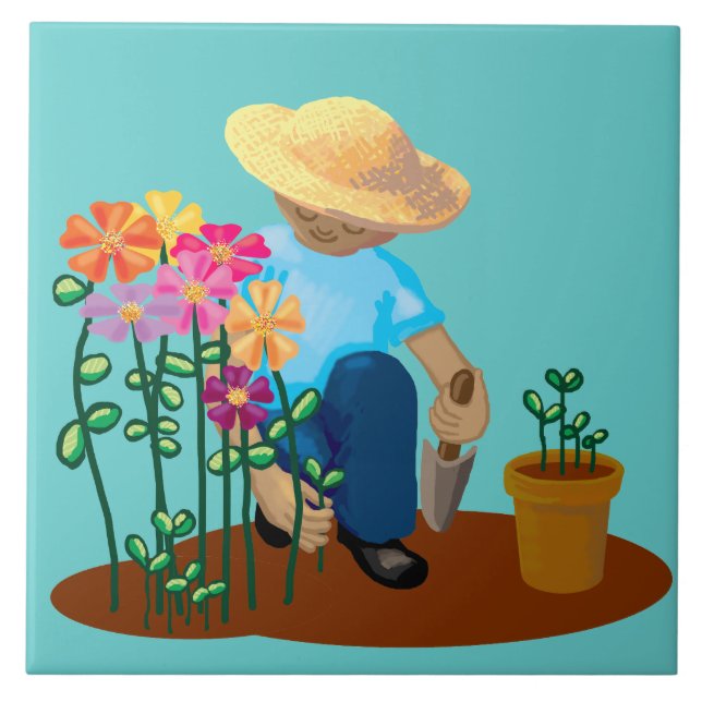 Azulejo De Cerámica Jardinería y flores (Frente)