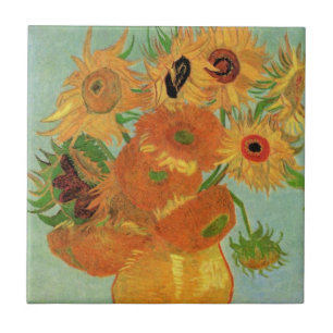 Azulejo De Cerámica Jarrón con doce girasoles por Vincent van Gogh