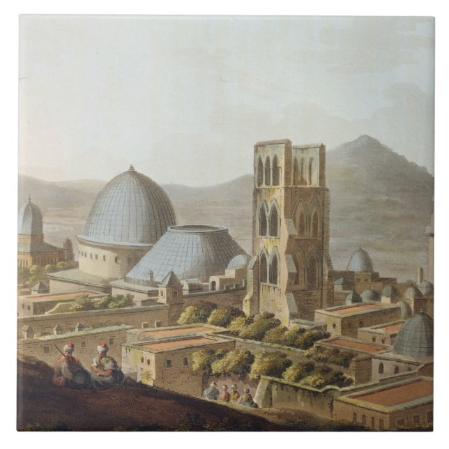 Azulejo De Cerámica Jerusalén con la iglesia del sepulcro santo, p (Frente)