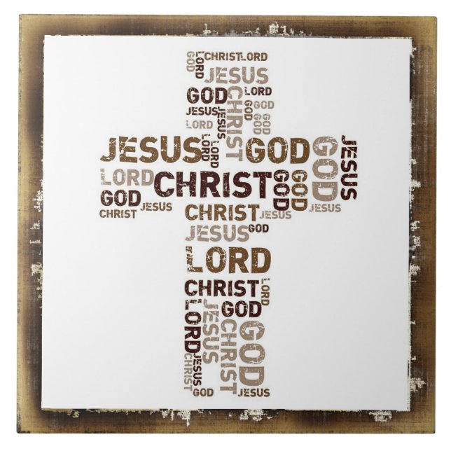 Azulejo De Cerámica Jesús, Cristo, dios, señor, nube de la palabra en (Frente)