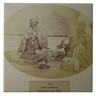 Azulejo De Cerámica Jogis o encantadores de serpiente, casta baja