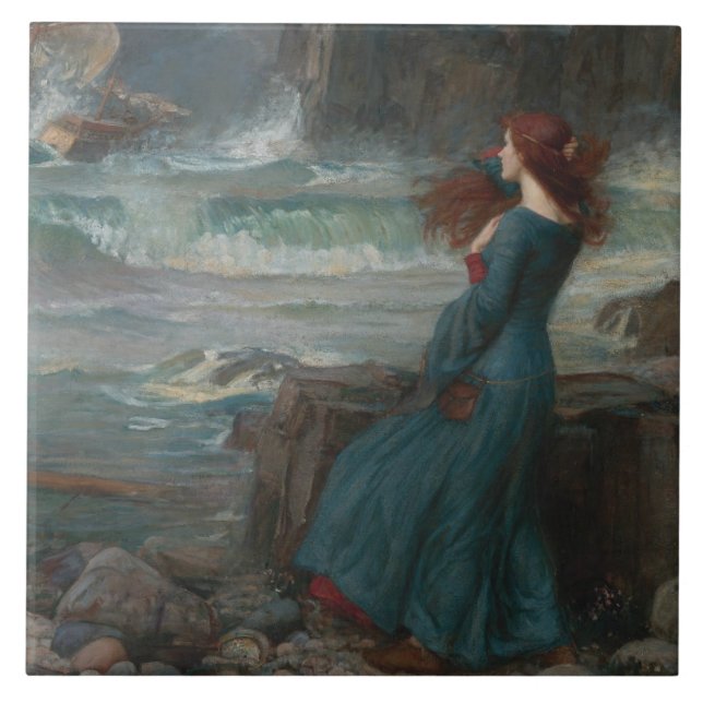 Azulejo De Cerámica John William Waterhouse - Miranda - la tempestad (Frente)